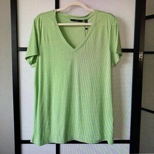 Vero Moda Women's Lime Green V-Neck Short Sleeve Tee